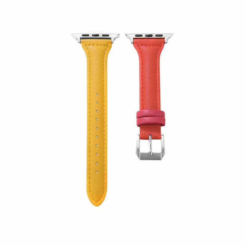 Slim leather strap for Apple Watch band 49mm series 7 8 9 41mm/45mm 38mm/42mm Wrist bracelet iWatch SE 6 5 4 3 40mm/44mm ultra-2